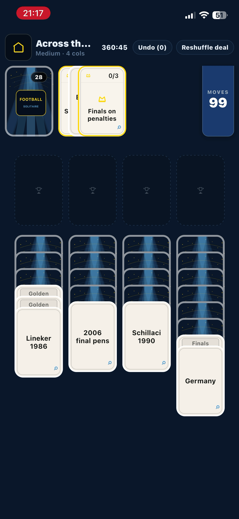 Football Solitaire gameplay